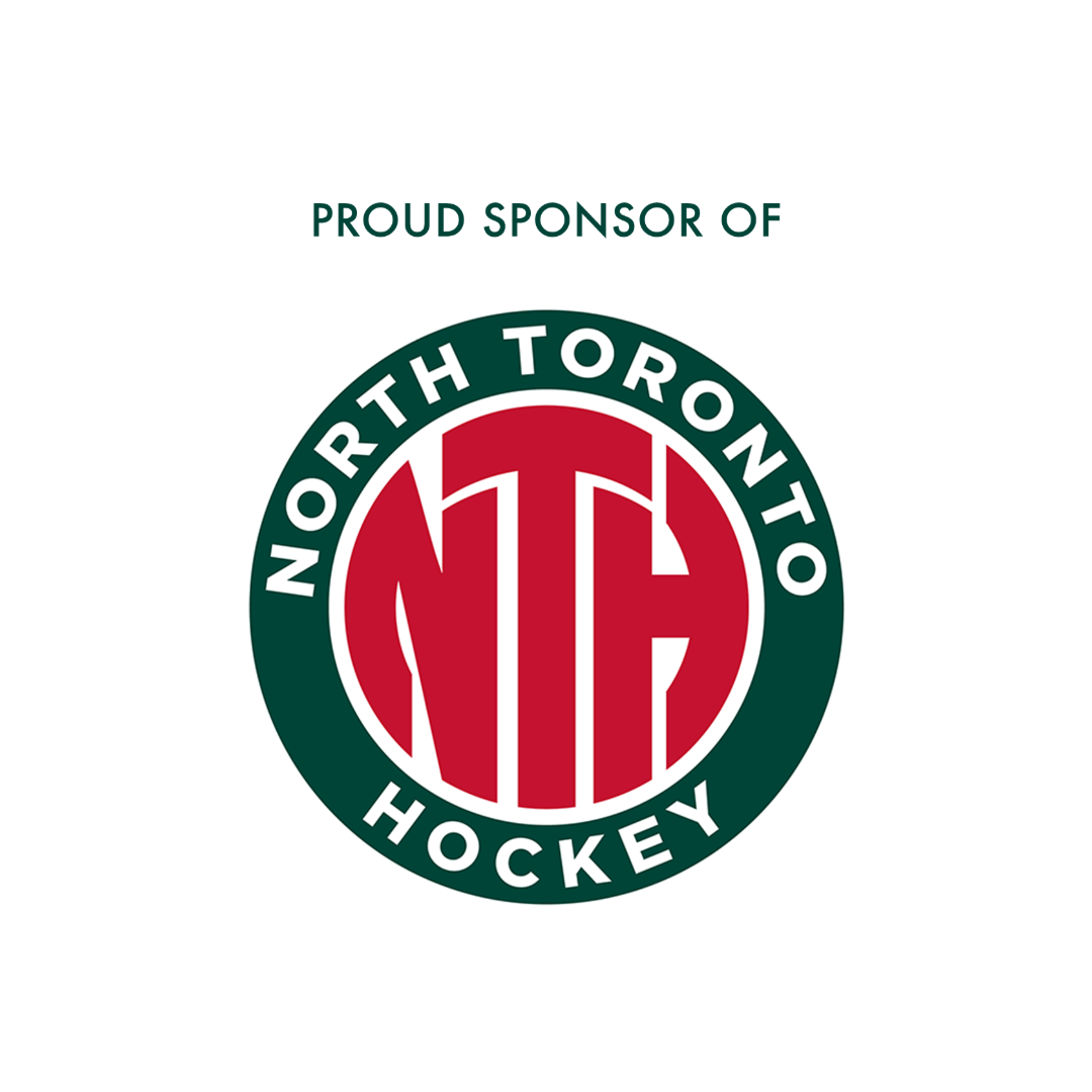 Circular logo with bold red "NTH" initials, surrounded by green "North Toronto Hockey." Text above reads "Proud Sponsor of." White background.