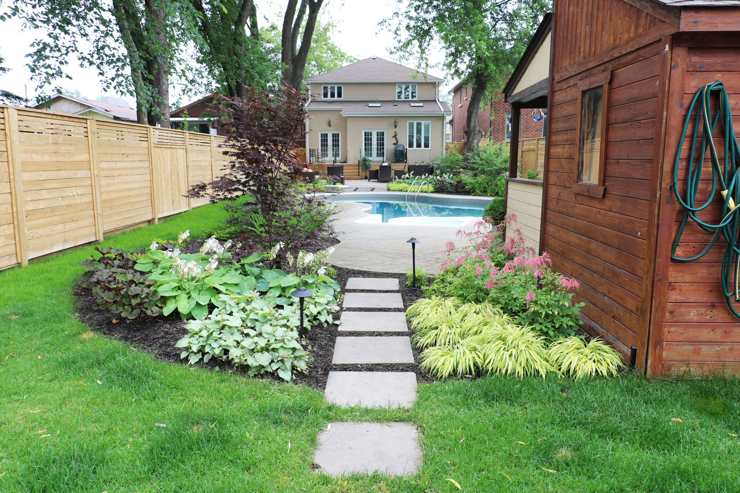 Seasonal plants in the lawn