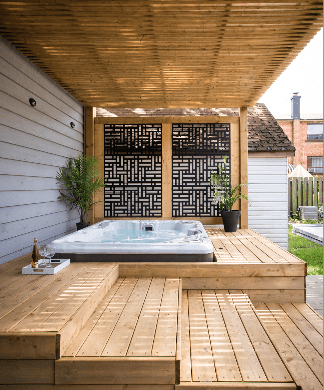 privacy screen and spa