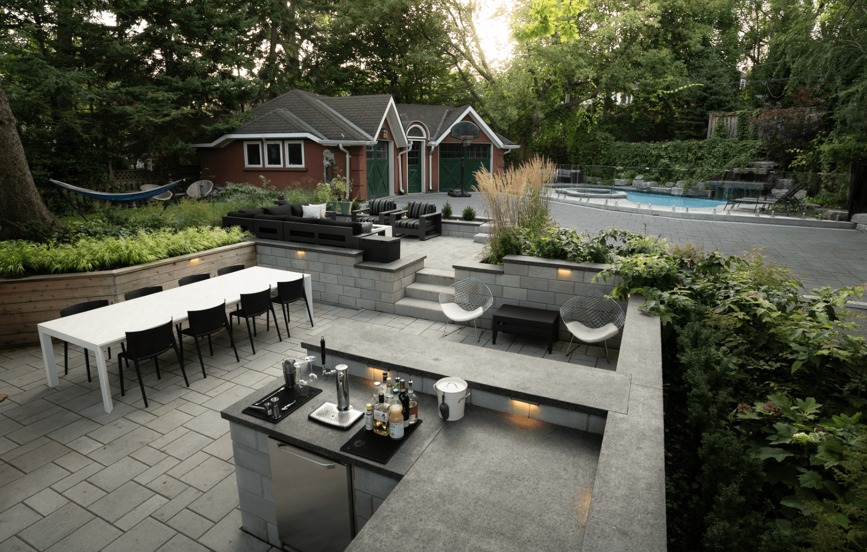 Multiple elements in an outdoor space