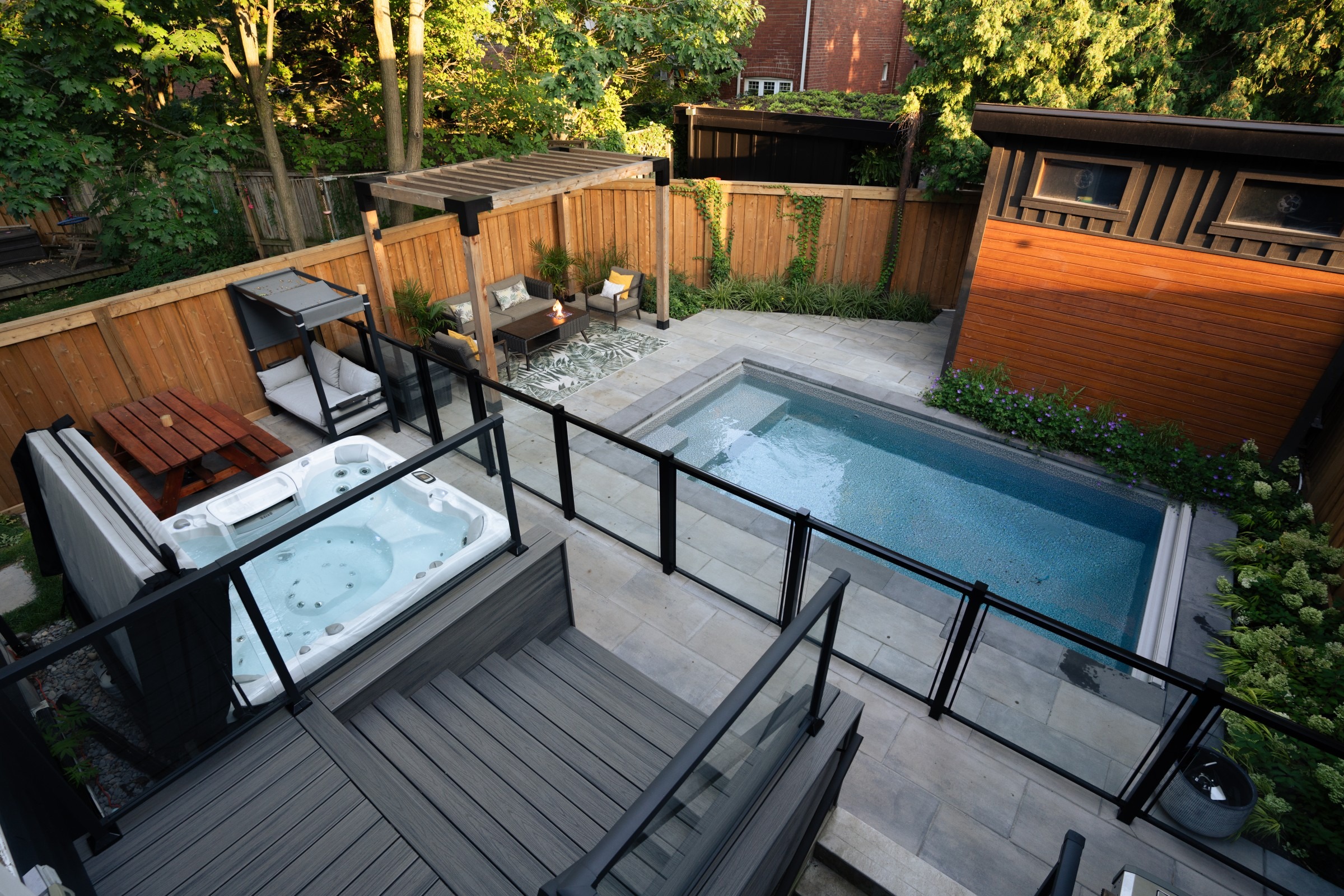 Backyard setup with a pool