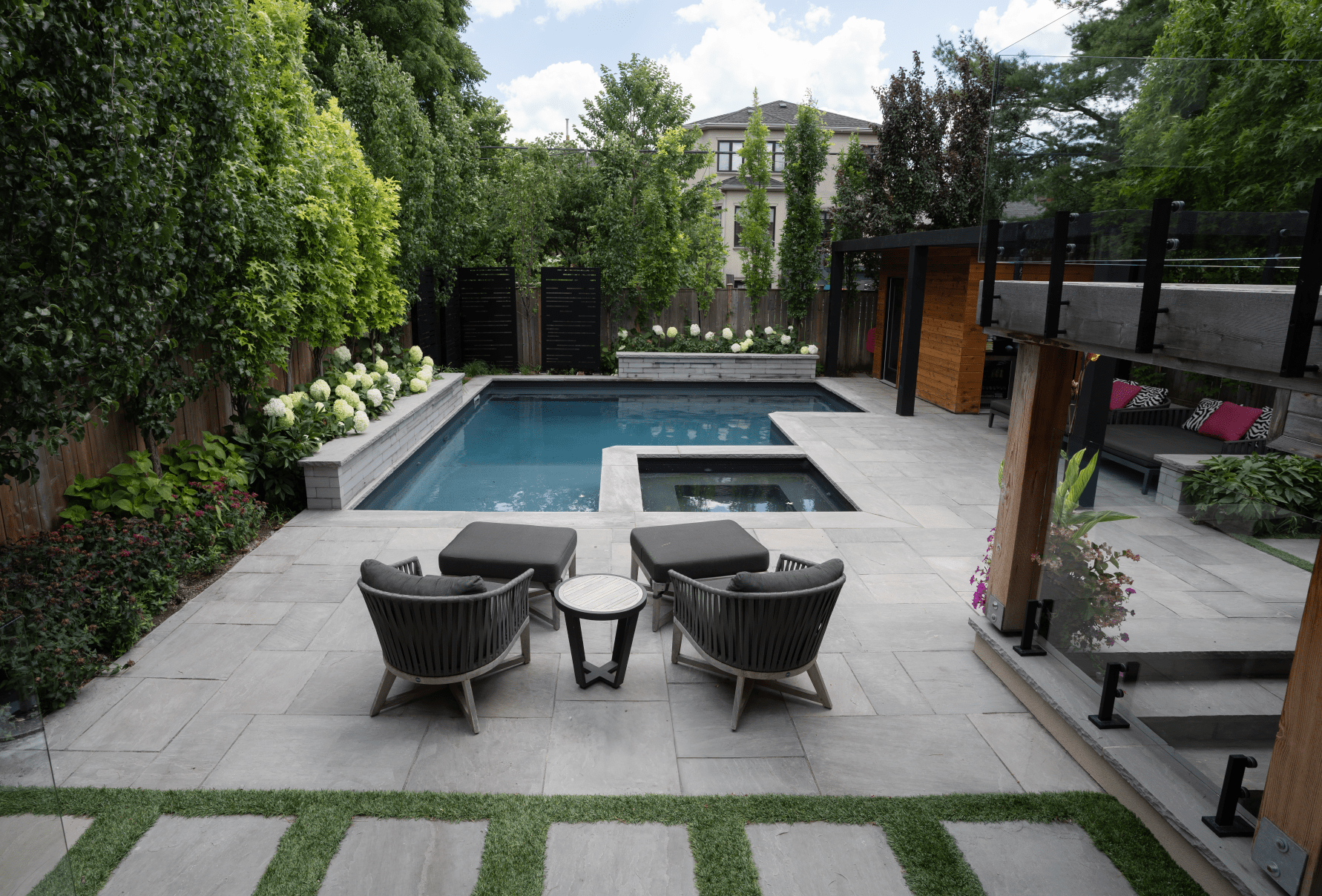 Pool in a backyard